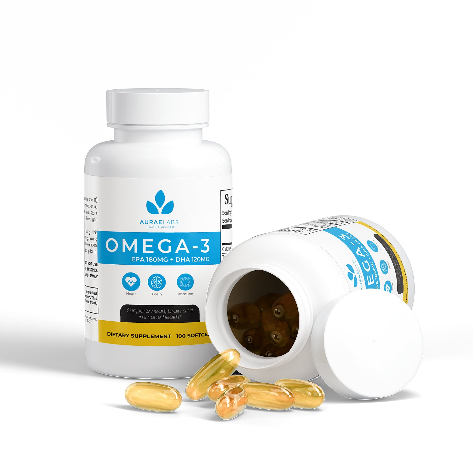 EPA 180mg DHA 120mg Fish Oil Supplement Bottle