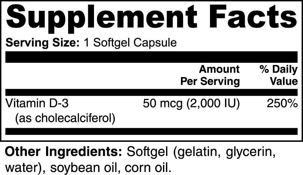 Vitamin D3 2,000 IU - Aurae Labs